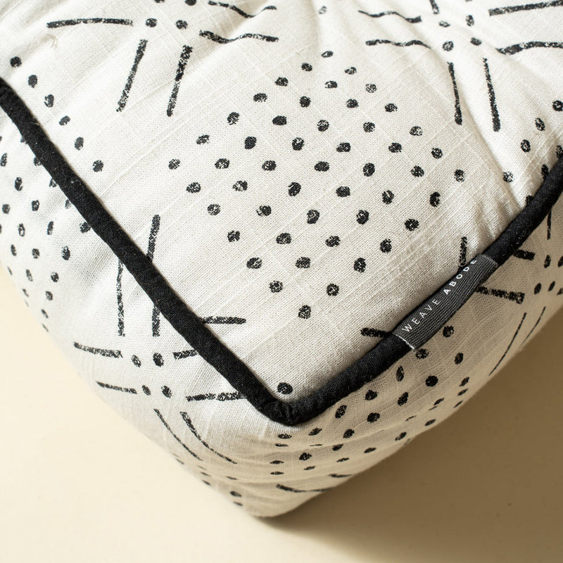 Cotton Floor Sitting Cushion | Tribal Boho Design | Black & White