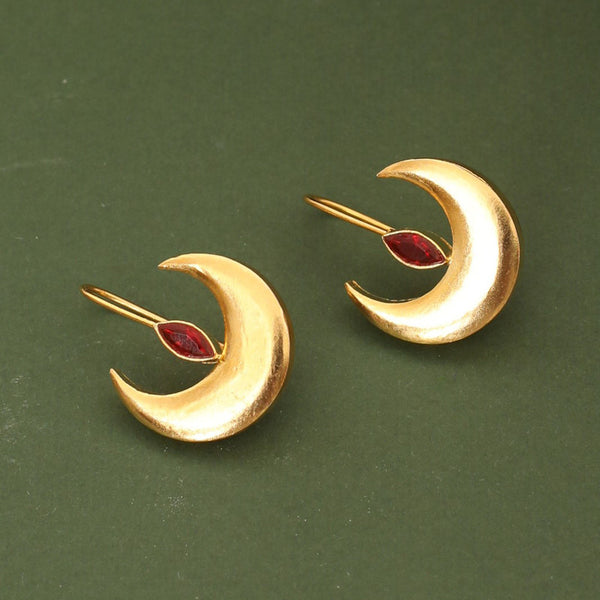 92.5 Silver Drop Earrings for Women | 18K Gold Plated | Trilochana