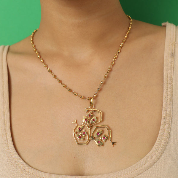 Brass Chain with Pendant For Women | 18K Gold Plated | Toradar
