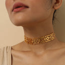 Brass Choker Necklace | 18K Gold Plated | Jamdani