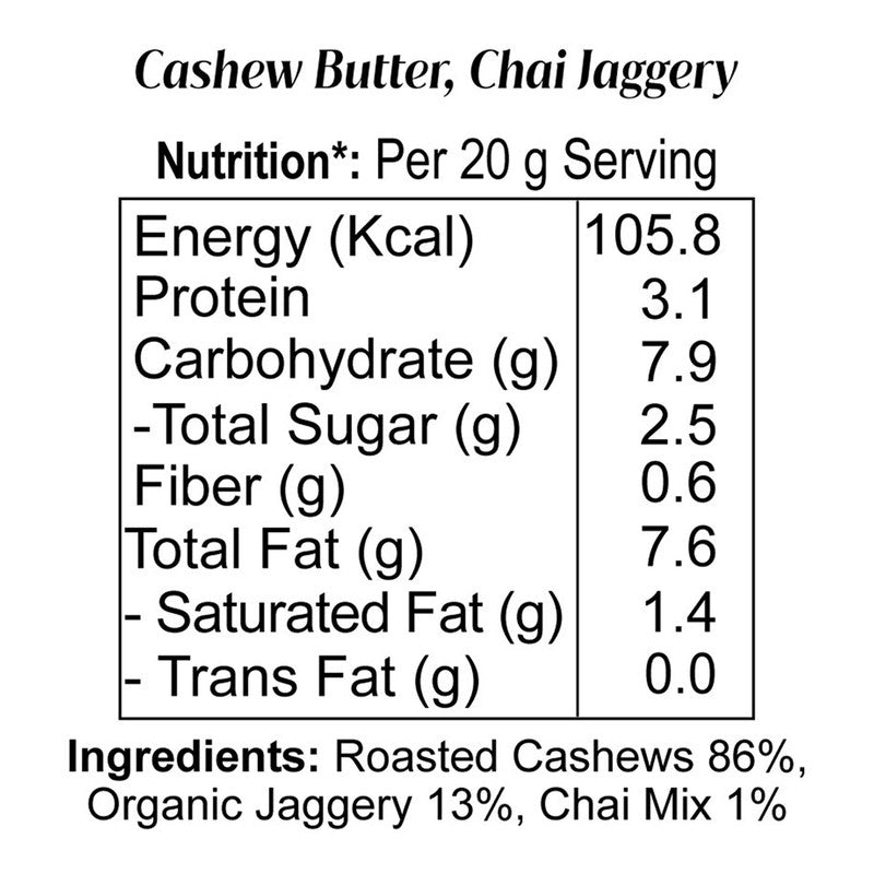 Cashew Butter | Creamy | Chai & Jaggery | 180 g