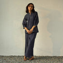 Cotton Denim Co Ord Set for Women | Navy Blue