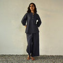 Cotton Denim Co Ord Set for Women | Navy Blue