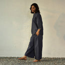 Cotton Denim Co Ord Set for Women | Navy Blue