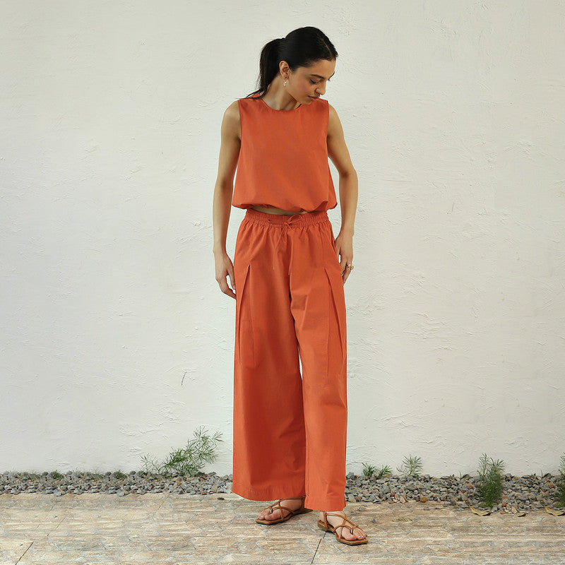 Poplin Cotton Co Ord Set | Orange