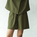 Cotton Poplin Co Ord for Women | Military Green | Top & Shorts