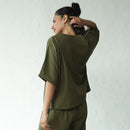 Cotton Poplin Co Ord for Women | Military Green | Top & Shorts