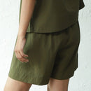 Cotton Poplin Co Ord for Women | Military Green | Top & Shorts