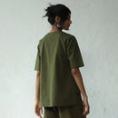 Cotton Poplin Top for Women | Hi-Lo Hem | Military Green