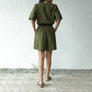 Cotton Poplin Co Ord for Women | Military Green | Top & Shorts