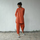 Cotton Poplin Co Ord Set for Women | Orange