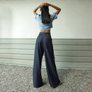 Cotton Denim Top & Pant Set for Women | Blue