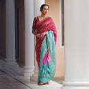 Linen Silk Saree with Blouse Fabric | Maroon & Blue