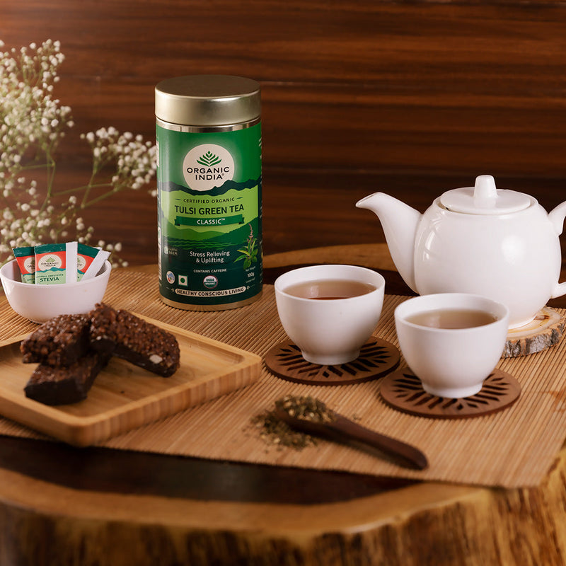 Organic India Tulsi Green Tea Classic | Improves Metabolism | 100 g