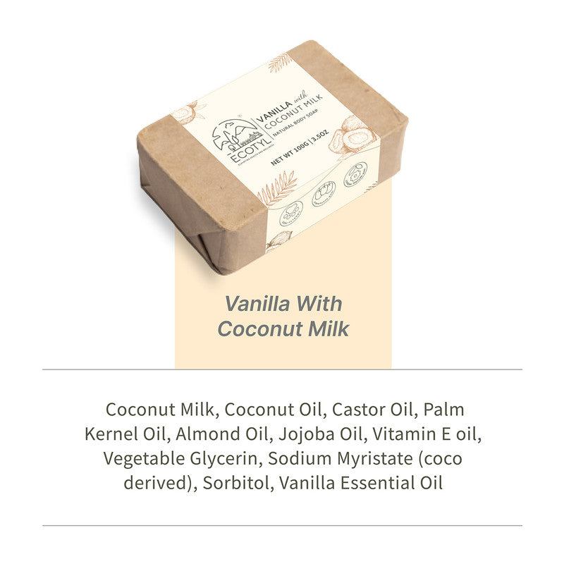 Body Soap | Coconut Milk with Vanilla | 100% Natural | Nourishing & Hydrating | 100 g | Set of 2