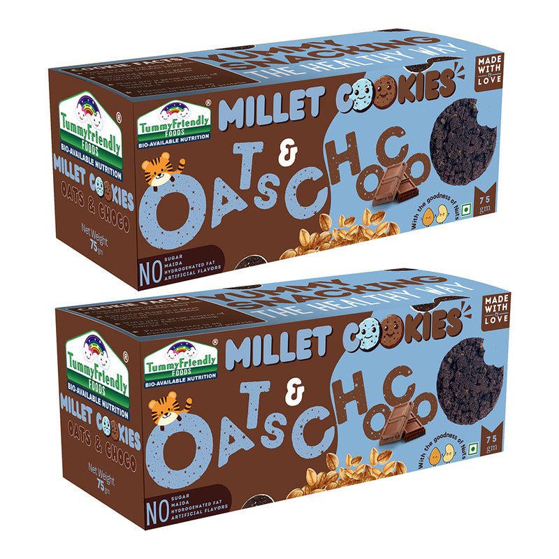 Healthy Snacks for Kids | OatsChoco Millet Cookies | 75 g | Pack of 2