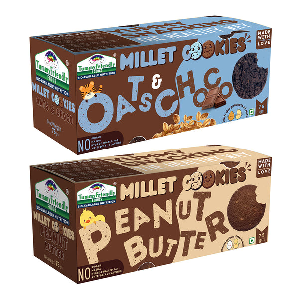 Healthy Snacks for Kids | Millet Cookies | OatsChoco & Peanut Butter | 75 g | Pack of 2