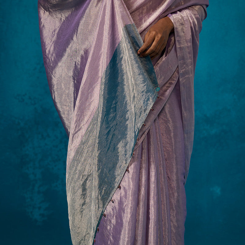 Cotton Silk Saree with Blouse Fabric | Lilac Silver