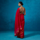 Chanderi Saree with Blouse Fabric | Mustard Silk Border | Red