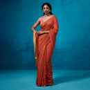 Chanderi Saree with Blouse Fabric | Zari Borders | Rust