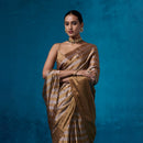 Cotton Silk Saree with Blouse Fabric | Zari Golden & Silver Stripe | Gold & Silver