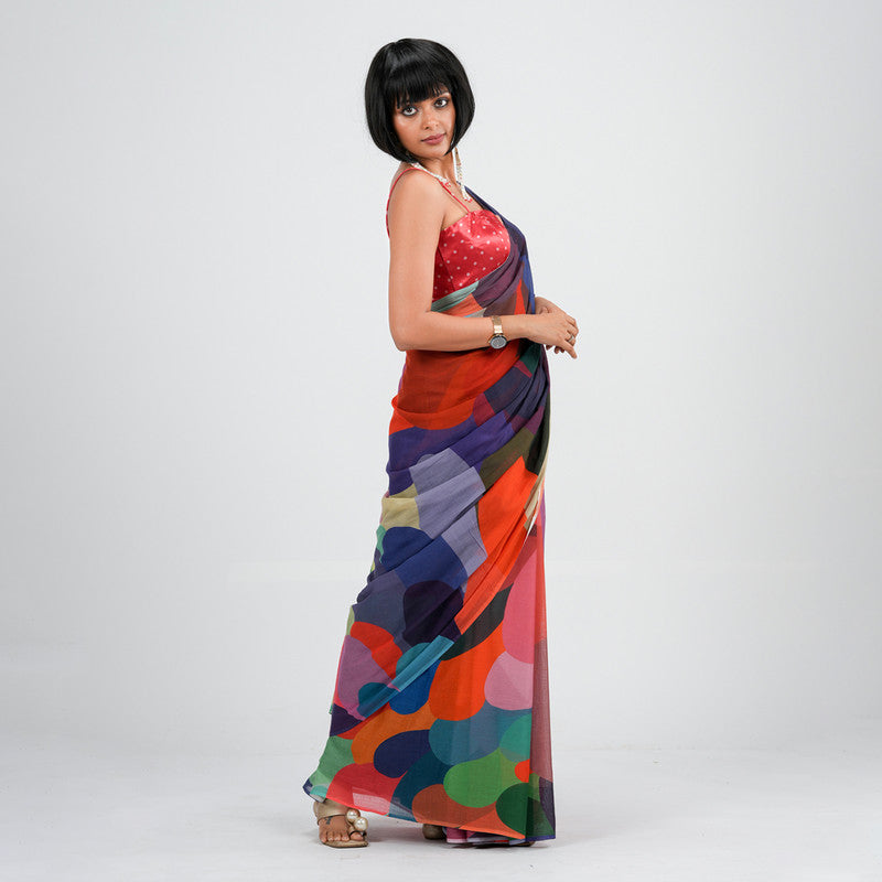 Pure Cotton Printed Saree | Multicolour