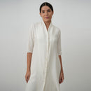 Linen Long Jacket Shirt for Women | White