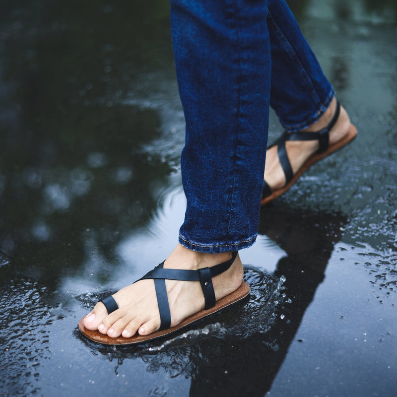 Paaduks Women's Sandals | Upcycled Rubber Footwear | Black & Brown.