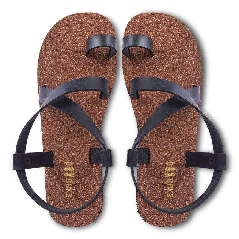 Paaduks Sandals for Men | Upcycled Rubber | Brown & Black