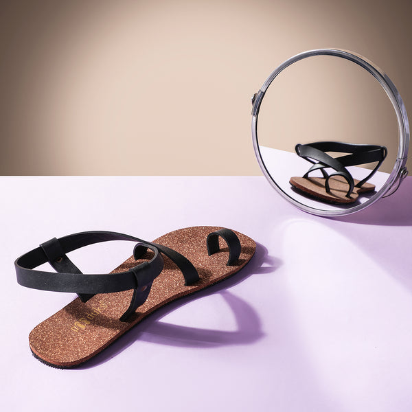 Paaduks Women's Sandals | Upcycled Rubber Footwear | Black & Brown.