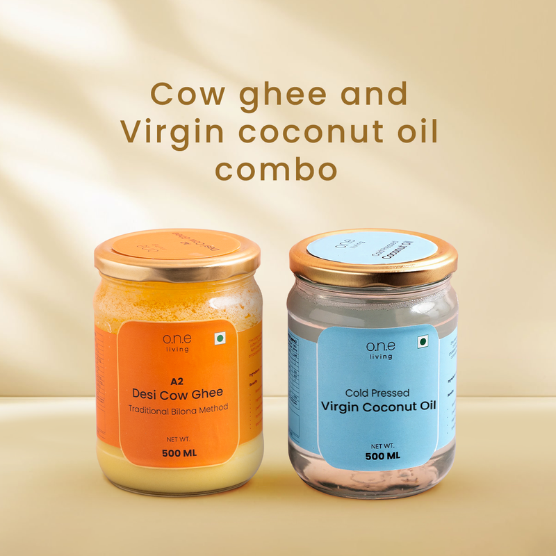 Healthy Cooking Oil & Ghee Combo | A2 Ghee & Virgin Coconut Oil | 500 ml Each