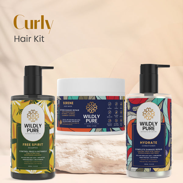 Curl Hair Kit | Shampoo | Conditioner | Hair Mask | Dry, Frizzy & Curly Hair | Set of 3