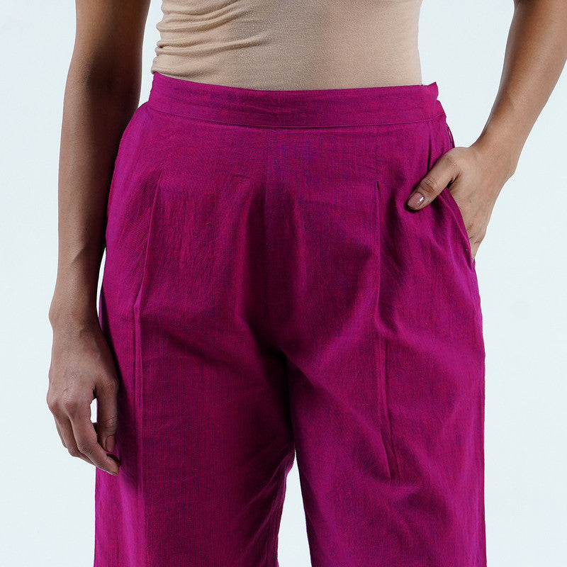 Cotton Solid Pant For Women | Elasticated Waist | Pink