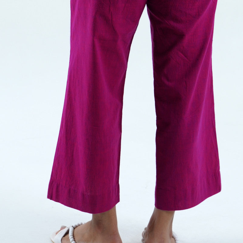 Cotton Solid Pant For Women | Elasticated Waist | Pink