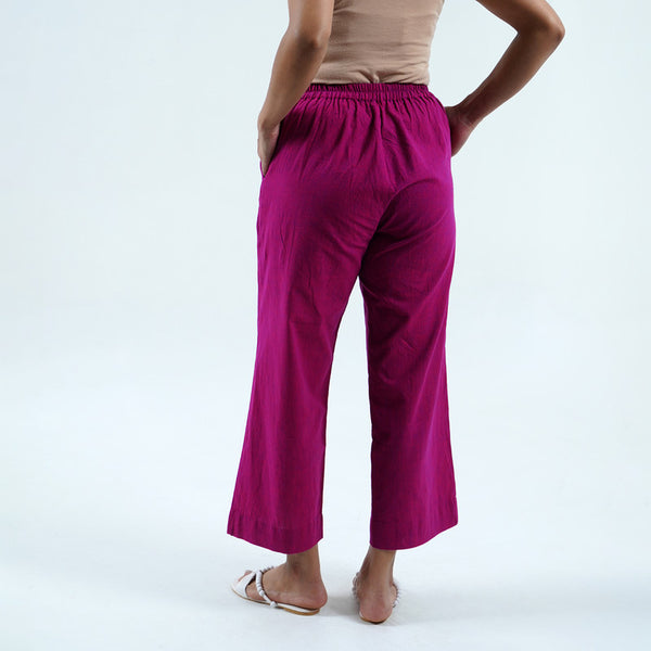 Cotton Solid Pant For Women | Elasticated Waist | Pink