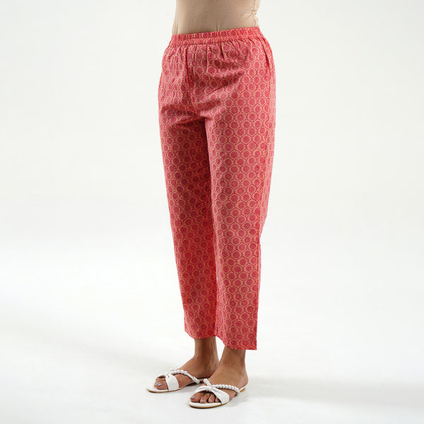 Cotton Printed Pant For Women | Block Print  | Peach