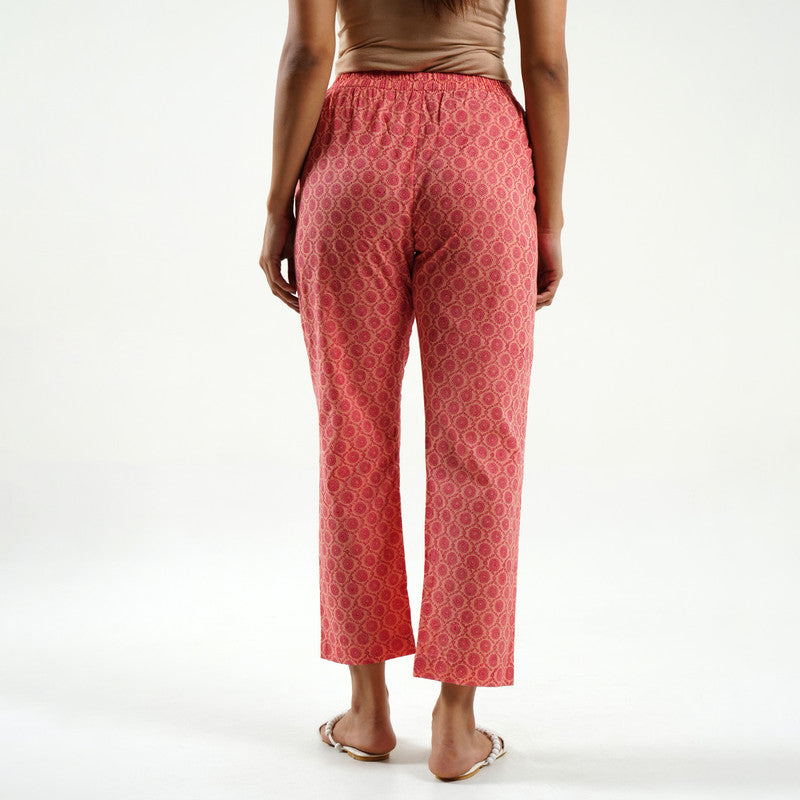 Cotton Printed Pant For Women | Block Print  | Peach