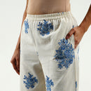 Cotton Printed Pant For Women | Hand Block Print | White