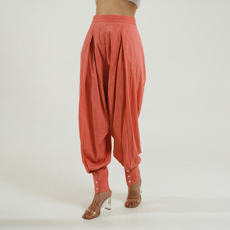 Cotton Solid Pant For Women | Pink