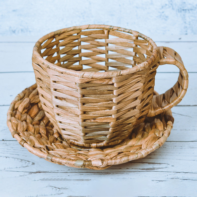 Grass Cup & Saucer Mini Planter | Beige