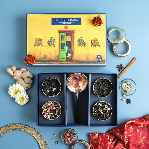 Tea Festive Diwali Gift Hamper With Infuser | Discover India | Set of 5