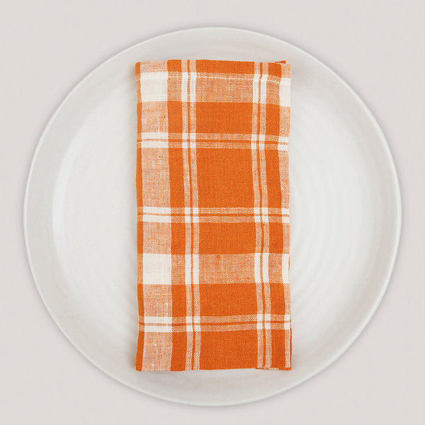 Linen Table Napkins | Solid Design | Orange