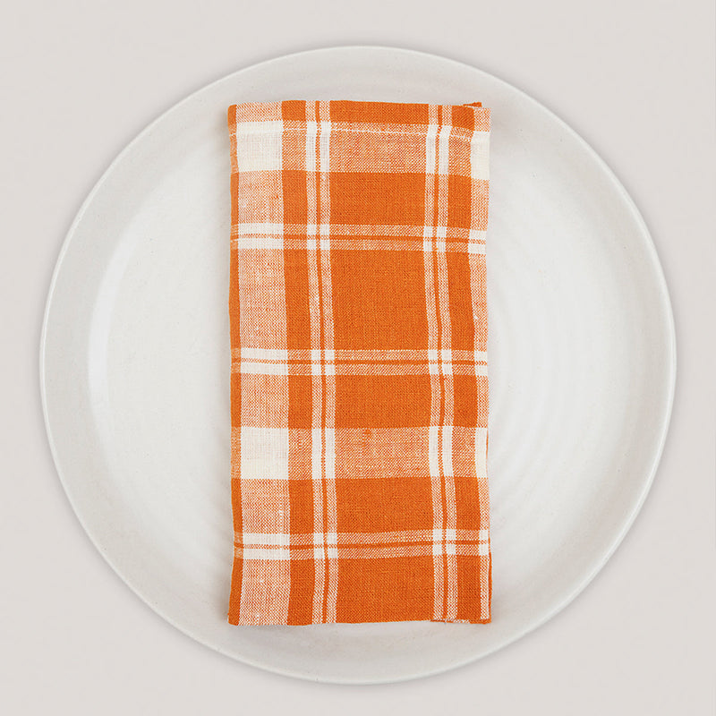Linen Table Napkins | Solid Design | Orange