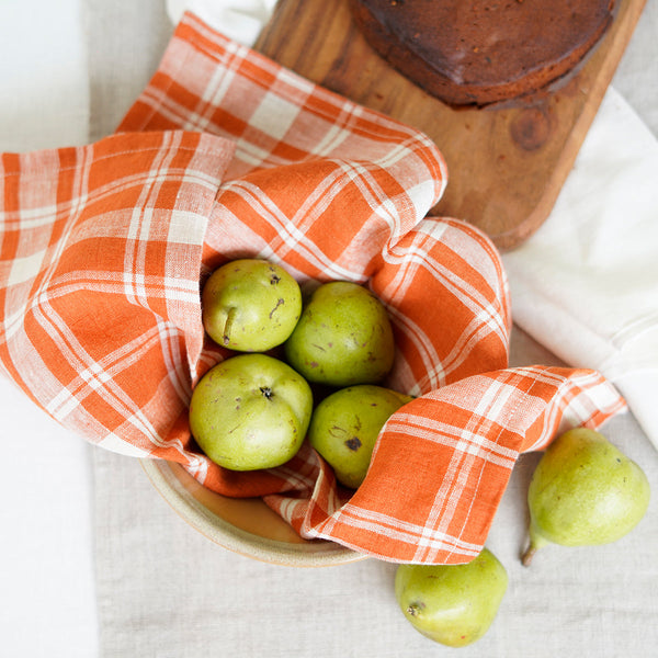 Linen Table Napkins | Solid Design | Orange