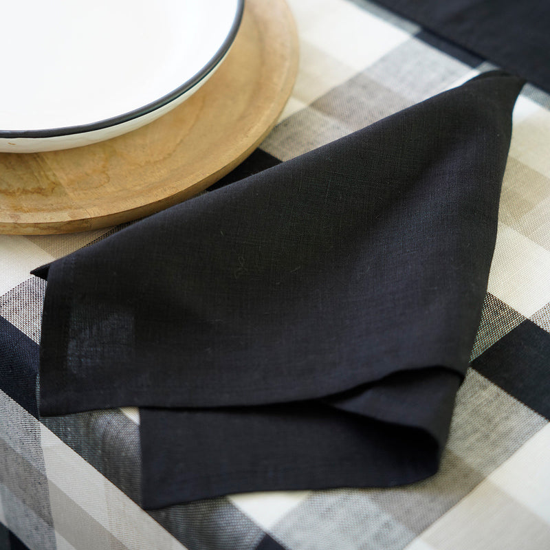Linen Table Napkins | Solid Design | Black