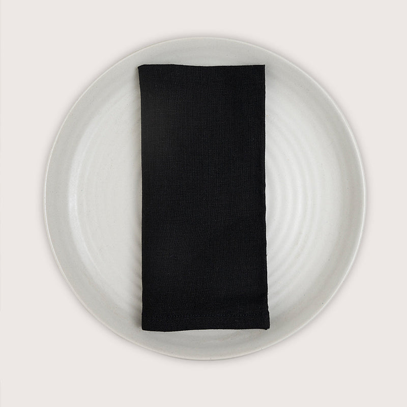 Linen Table Napkins | Solid Design | Black
