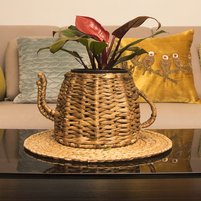 Grass Kettle Basket Planter | Beige