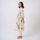 Gauze Cotton Flared Kurta Set | Handblock Print | Ivory