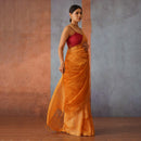 Linen Silk Saree | Rust Orange