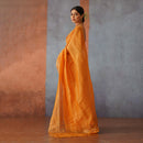 Linen Silk Saree | Rust Orange